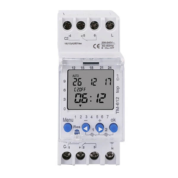 TM612 – 2 Channels Multi-Function Digital Timer With Pulse Installed By 35mm DIN Rail