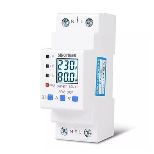 80A 230V Adjustable Over Under Voltage Protector + Energy Meter (SVP-917-80A)
